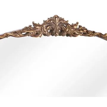 MOBUDAN Vintage Arched Mirror in Antique Brass Gold Finish