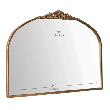 MOBUDAN Vintage Arched Mirror in Antique Brass Gold Finish