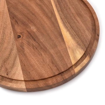 NIRMAN Acacia Wood Round Cutting Board with Juice Groove