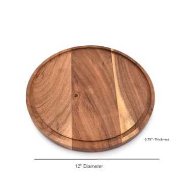 NIRMAN Acacia Wood Round Cutting Board with Juice Groove