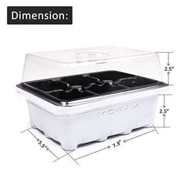 KORAM 10-Pack Seed Starter Trays 60 Large Cells Seedling Tray Plant Grow Kit with Lid and Base for Seed Germination (6-Cell Per Tray)