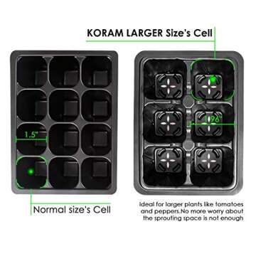 KORAM 10-Pack Seed Starter Trays 60 Large Cells Seedling Tray Plant Grow Kit with Lid and Base for Seed Germination (6-Cell Per Tray)