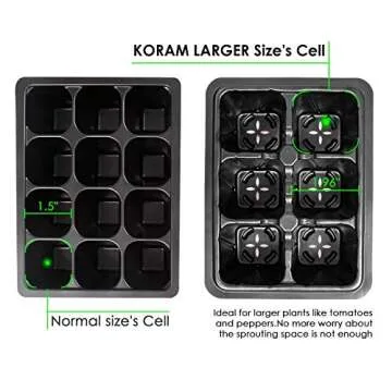 KORAM 10-Pack Seed Starter Trays 60 Large Cells Seedling Tray Plant Grow Kit with Lid and Base for Seed Germination (6-Cell Per Tray)
