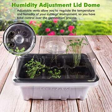 KORAM 10-Pack Seed Starter Trays 60 Large Cells Seedling Tray Plant Grow Kit with Lid and Base for Seed Germination (6-Cell Per Tray)