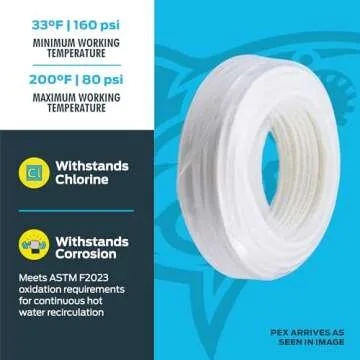 SharkBite 3/4 Inch x 300 Feet White PEX-B, PEX Pipe Flexible Water Tubing for Plumbing, U870W300