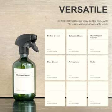 Eco-Friendly Recycled Plastic Spray Bottles Set 3 x 500ml