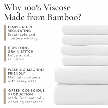 Bamboo Bay 6 Piece King Size Sheets Set - 100% Viscose Made from Bamboo Sheets King Size - Soft Cooling Sheets for Hot Sleepers - Breathable King Sheets Deep Pocket Fits Up to 16" Mattress - White