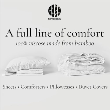 Bamboo Bay 6 Piece King Size Sheets Set - 100% Viscose Made from Bamboo Sheets King Size - Soft Cooling Sheets for Hot Sleepers - Breathable King Sheets Deep Pocket Fits Up to 16" Mattress - White
