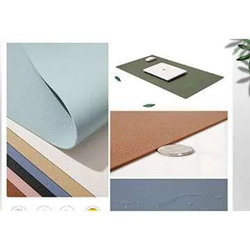 KINGFOM Desk Pad Office Desktop Protecter, PU Leather Desk Mat Blotters Organizer with Comfortable Writing Surface (23.6" x 11.8", Beige)