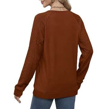 Saloogoe Womens Fashion 2024 Fall Sweaters Long Sleeve T Shirts for Women Trendy Caramel XL