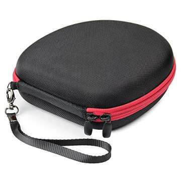 Headset Case for VXi BlueParrott B450-XT, B450-XT -204010-C, B350-XT, B250-XTS, C400-XT, Mesh pocket for cable, amplifier and other accessories, detachable wrist strap for easy carry, Black + red zip