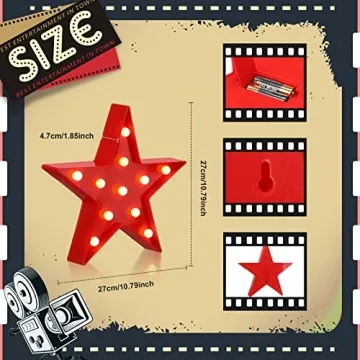 LED Star Sign Wooden Clapboard Movie Theater Decor