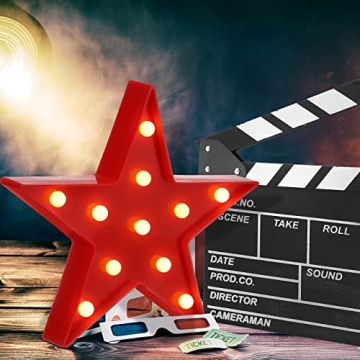 LED Star Sign Wooden Clapboard Movie Theater Decor
