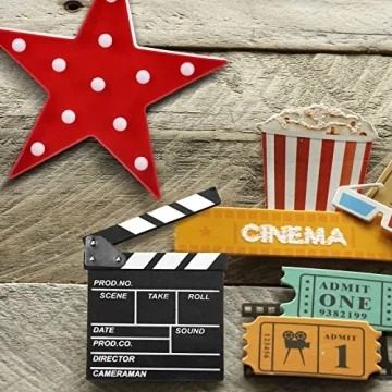 LED Star Sign Wooden Clapboard Movie Theater Decor
