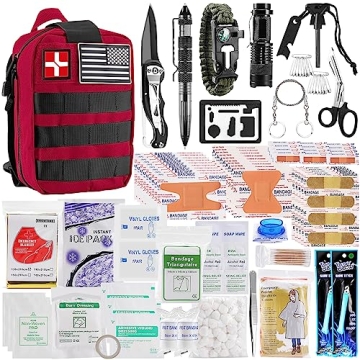 Survival First Aid Kit, Molle Medical Pouch 282PCS Outdoor Emergency Survival Gear and Equipment for...