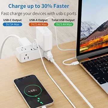 Desk Clamp Power Strip with USB Ports, Mscien 6 FT Extension Cord with Multiple Outlets, Surge Protector Power Strip with 6 Outlet & 3 USB(1 USB C), Desk Mount Edge Extension Cord for Home Office