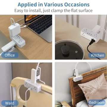 Desk Clamp Power Strip with USB Ports, Mscien 6 FT Extension Cord with Multiple Outlets, Surge Protector Power Strip with 6 Outlet & 3 USB(1 USB C), Desk Mount Edge Extension Cord for Home Office