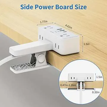 Desk Clamp Power Strip with USB Ports, Mscien 6 FT Extension Cord with Multiple Outlets, Surge Protector Power Strip with 6 Outlet & 3 USB(1 USB C), Desk Mount Edge Extension Cord for Home Office