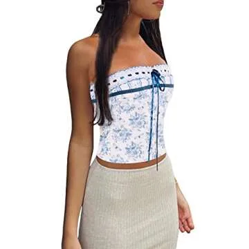 Women's Sexy Strapless Bandeau Top Casual Twist Tube Top Ruched Going Out Crop Tops Y2k Backless Shirt