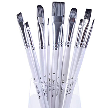 Paint Brushes for Acrylic Painting, Face and Body Painting - Acrylic Paint Brushes Set of 10 Pcs, Oi...