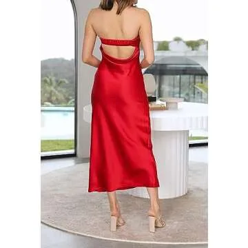 Elegant Strapless Satin Maxi Dress for Special Occasions