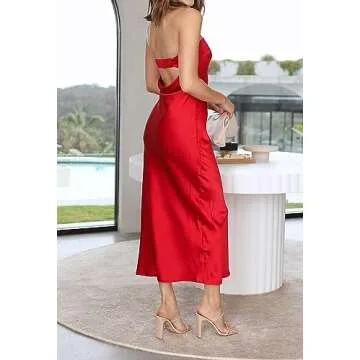 Elegant Strapless Satin Maxi Dress for Special Occasions