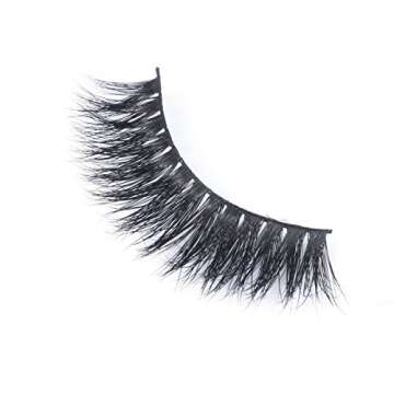 Miss Kiss 1 Pair 3D Mink Lashes Lash Natural Look Eye Lashes Soft Fluffy False Lash Cat Eye Fake Eyelashes Wispy Handmade Eyelash Strips Pack for Makeup Reusable 12 MM