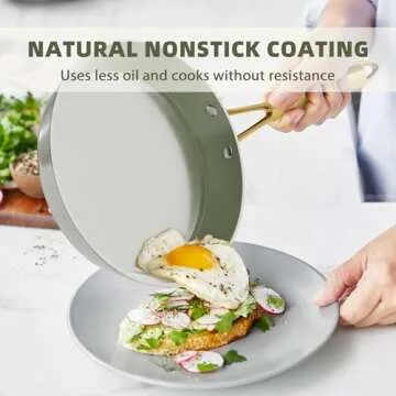 VONIKI Ceramic Nonstick Cookware Set with Utensils