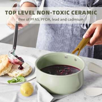 VONIKI Ceramic Nonstick Cookware Set with Utensils