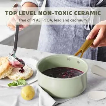 VONIKI Ceramic Nonstick Cookware Set with Utensils