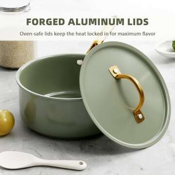 VONIKI Ceramic Nonstick Cookware Set with Utensils