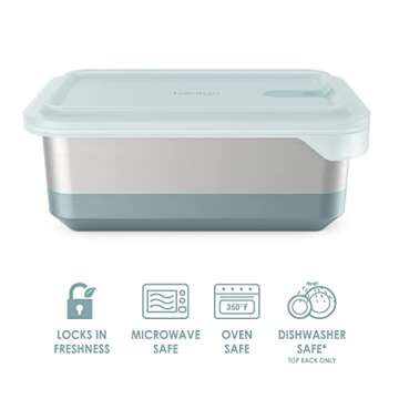 Bentgo® MicroSteel® Heat & Eat Container - Microwave-Safe, Sustainable & Reusable Stainless Steel Food Storage Container with Airtight Lid for Eco-Friendly Meal Prepping (Family Size - 8.5 Cups)
