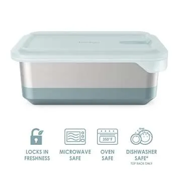 Bentgo® MicroSteel® Heat & Eat Container - Microwave-Safe, Sustainable & Reusable Stainless Steel Food Storage Container with Airtight Lid for Eco-Friendly Meal Prepping (Family Size - 8.5 Cups)