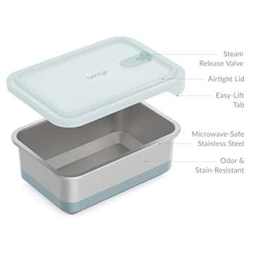 Bentgo® MicroSteel® Heat & Eat Container - Microwave-Safe, Sustainable & Reusable Stainless Steel Food Storage Container with Airtight Lid for Eco-Friendly Meal Prepping (Family Size - 8.5 Cups)