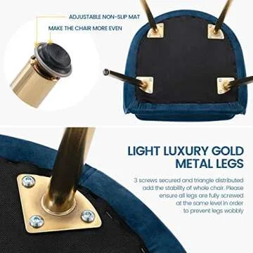 Gold Velvet Chair Set of 2 with Elegant Golden Legs