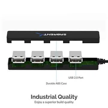 SABRENT 4 Port USB 2.0 Hub with 9.5" Cable