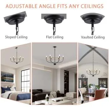 Majhoiw 28.5" Modern Chandelier Black and Gold Light Fixtures Dining Room Chandelier Over Table Industrial Candle Pendant Lighting for Living Room Hallway Farmhouse Kitchen 6 Light