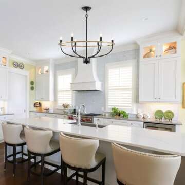 Majhoiw 28.5" Modern Chandelier Black and Gold Light Fixtures Dining Room Chandelier Over Table Industrial Candle Pendant Lighting for Living Room Hallway Farmhouse Kitchen 6 Light