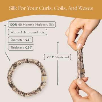 Authentic Mulberry Silk Skinny Hair Match Scrunchies for Women, Anti Breakage Hair Ties for Curly Thick & Thin Hair, No Dent, No Pull, 100% Silk for Buns, Sleep & Ponytail, Cool Blonde/Bronde (4 Pack)