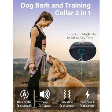 PaiPaitek 2 in 1 Bark and Training Collar with Remote - 3300ft Waterproof Range