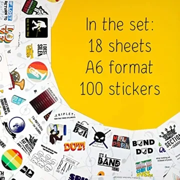 BulbaCraft 100Pcs Marching Band Stickers - Vibrant Vinyl Decals for All Ages
