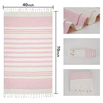 Winthome Oversized 100% Bamboo Cotton Turkish Beach Towel Pink 71''x39''Quick Dry, Lightweight, Travel Towel for Adults Ideal Swim Towel Beach Gifts for Women