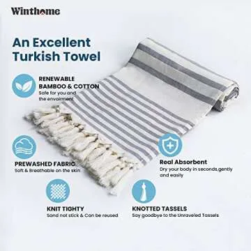 Winthome Oversized 100% Bamboo Cotton Turkish Beach Towel Pink 71''x39''Quick Dry, Lightweight, Travel Towel for Adults Ideal Swim Towel Beach Gifts for Women