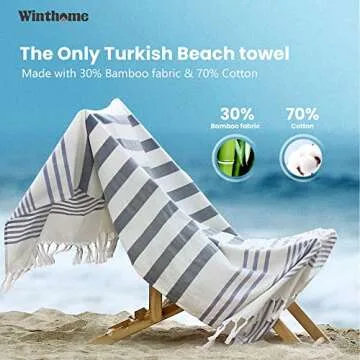 Winthome Oversized 100% Bamboo Cotton Turkish Beach Towel Pink 71''x39''Quick Dry, Lightweight, Travel Towel for Adults Ideal Swim Towel Beach Gifts for Women