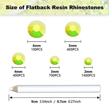 Briskbloom 3000PCS Resin Flatback Rhinestone, 2mm 3mm 4mm 5mm 6mm Citrine/Lemon Yellow AB Flatback J...