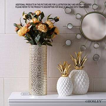 Hosley Gold Ceramic Vases - Elegant Home Decor Accessories