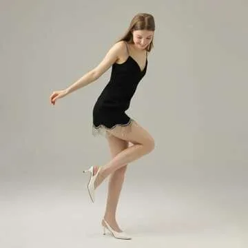 heelchic Kitten Pumps Heels for Women, Women's Low Heels Comfortable Slingback Dress Shoes White, 7