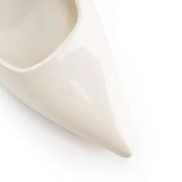 heelchic Kitten Pumps Heels for Women, Women's Low Heels Comfortable Slingback Dress Shoes White, 7