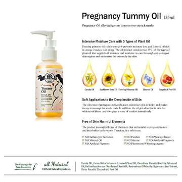 BIGGREEN Pregnancy Tummy Oil for Stretch Marks Prevention and Skin Elasticity – Big Green All-Natural Ordinary Skin Care Product Belly Oil 5 fl oz. EWG Verified