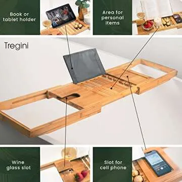 Luxurious Expandable Bamboo Bathtub Tray for Relaxation